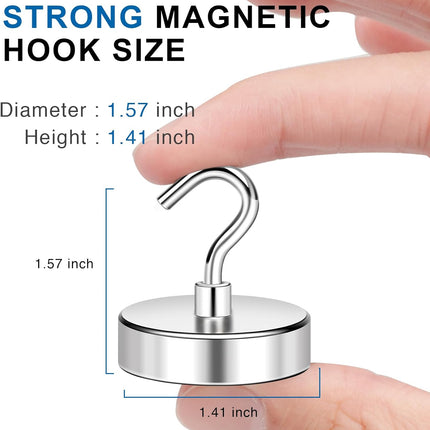 150LBS Magnetic Hooks, Strong Magnet Hooks for Hanging Heavy Duty, Neodymium Magnets with Refrigerator, Cruise Cabins, Hanging, Grill, Kitchen, Locker - 2 Pack, 150lbs-2p