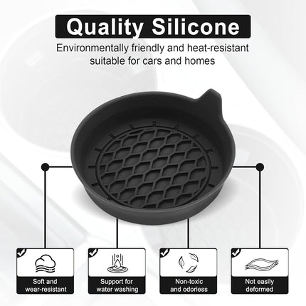 Car Cup Holder Coaster, Silicone Insert, Universal Non-Slip Holders, Accessories Interior for Women and Man Sets 4 Pack Black -
