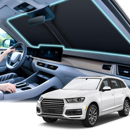 300T Universal Car Windshield Sun Shade, Foldable Reflective for & Window Shades with Overlapping Design, Interior Accessories (55" L x 26.7" W) - Standard