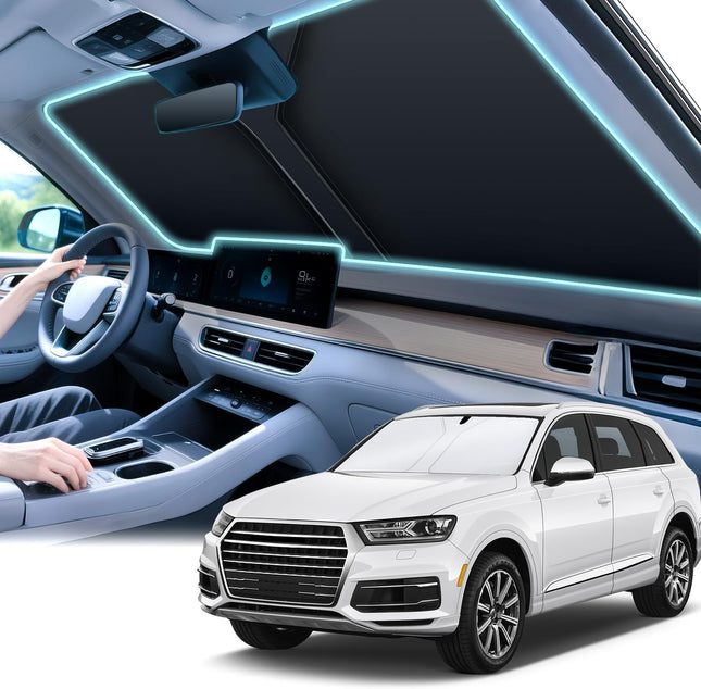 300T Universal Car Windshield Sun Shade Foldable Reflective for & Window Shades with Overlapping