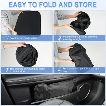 300T Universal Car Windshield Sun Shade, Foldable Reflective for & Window Shades with Overlapping Design, Interior Accessories (55" L x 26.7" W) - Standard