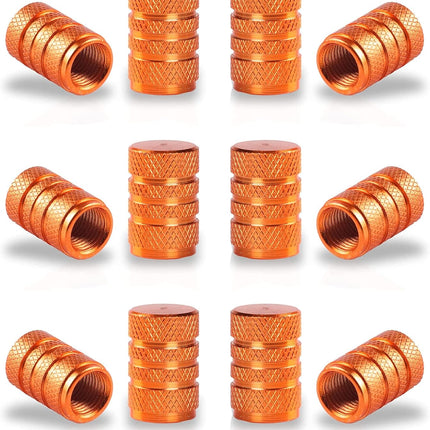 12PCS Tire Valve Stem Caps, Car Exterior Accessories, Aluminum Alloy Cover Universal for Cars, Trucks, Motorcycles and Bicycles (Orange) Orange -