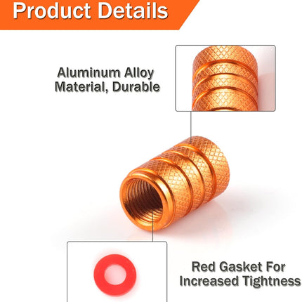 12PCS Tire Valve Stem Caps, Car Exterior Accessories, Aluminum Alloy Cover Universal for Cars, Trucks, Motorcycles and Bicycles (Orange) Orange -