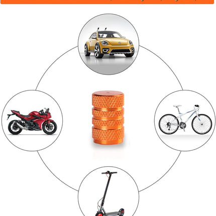 12PCS Tire Valve Stem Caps, Car Exterior Accessories, Aluminum Alloy Cover Universal for Cars, Trucks, Motorcycles and Bicycles (Orange) Orange -