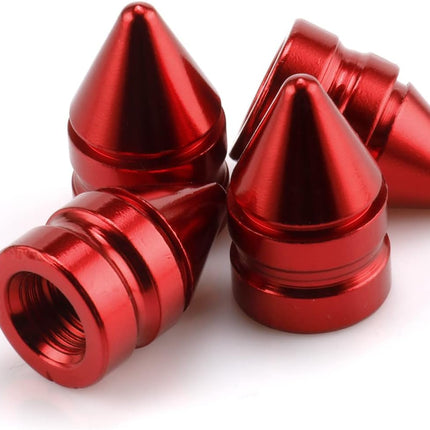 Car Tire Valve Caps, 4 Pieces of Universal Aluminum Alloy Trim Accessories Dust Covers for Cars, Trucks, SUVs and Motorcycles(Red) Red -