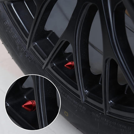 Car Tire Valve Caps, 4 Pieces of Universal Aluminum Alloy Trim Accessories Dust Covers for Cars, Trucks, SUVs and Motorcycles(Red) Red -