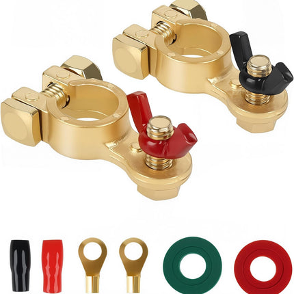 Car Battery Terminal Connector, Pure Copper Cable End Top Post Clip Positive and Negative Pole, Applicable to Automobile, Truck, RV Yacht Accessories -