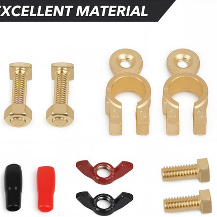 Car Battery Terminal Connector, Pure Copper Cable End Top Post Clip Positive and Negative Pole, Applicable to Automobile, Truck, RV Yacht Accessories -