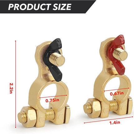 Car Battery Terminal Connector, Pure Copper Cable End Top Post Clip Positive and Negative Pole, Applicable to Automobile, Truck, RV Yacht Accessories -