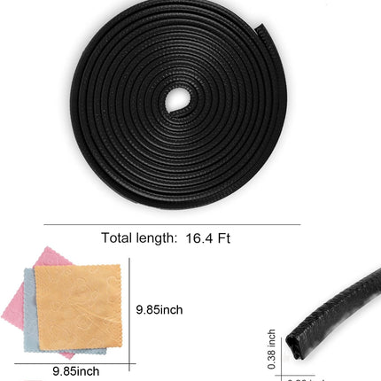 16.4Ft (5M) Car Door Edge Guard, No Glue Entry Guard Protective Strip, Rubber Trim Protector, Applicable to Car, Truck, SUV and ATV, Exterior Accessories（Black） Black 16.4Ft/5M