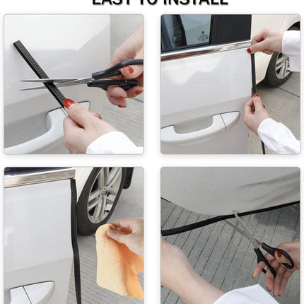 16.4Ft (5M) Car Door Edge Guard, No Glue Entry Guard Protective Strip, Rubber Trim Protector, Applicable to Car, Truck, SUV and ATV, Exterior Accessories（Black） Black 16.4Ft/5M