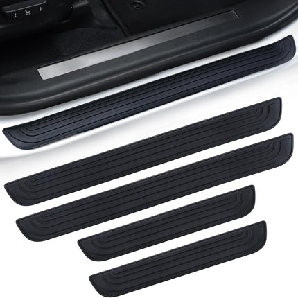 Car Door Threshold Protection, 4PCS Edge Step Dust Shield Cover, Width 23.6x2.36inch Car/SUV Universal Rubber Scratch Resistant Exterior Accessories (Black) Black