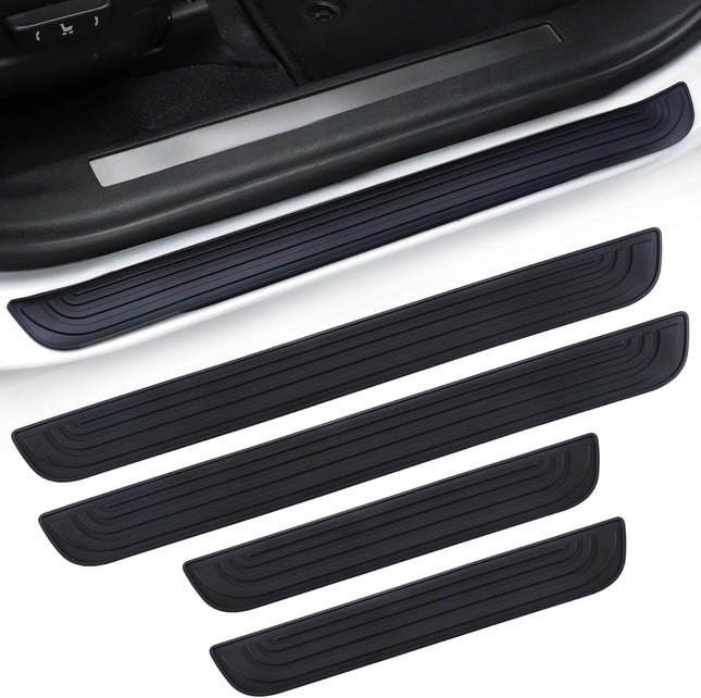Car Door Threshold Protection 4PCS Edge Step Dust Shield Cover Width 23.6x2.36inch Car/SUV in Black