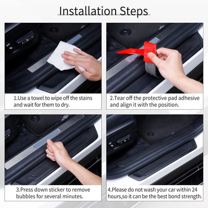Car Door Threshold Protection, 4PCS Edge Step Dust Shield Cover, Width 23.6x2.36inch Car/SUV Universal Rubber Scratch Resistant Exterior Accessories (Black) Black