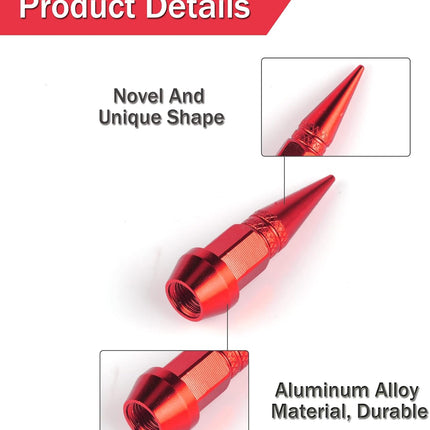 45mm Spiked Aluminum Stem Valve Caps,4PCS Dustproof Tire Wheel Caps for Cars,SUVs,Trucks Bicycles and Motorcycles(Red) 45MM-Red -