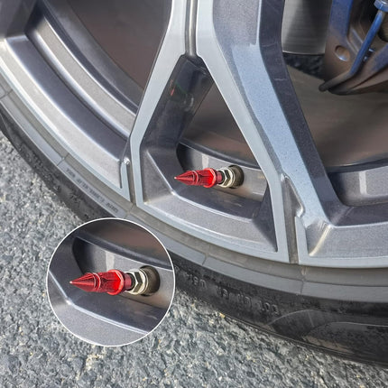 45mm Spiked Aluminum Stem Valve Caps,4PCS Dustproof Tire Wheel Caps for Cars,SUVs,Trucks Bicycles and Motorcycles(Red) 45MM-Red -
