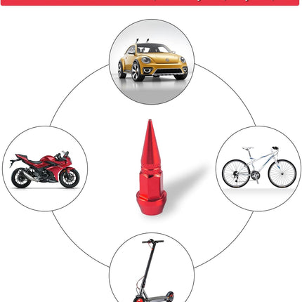 45mm Spiked Aluminum Stem Valve Caps,4PCS Dustproof Tire Wheel Caps for Cars,SUVs,Trucks Bicycles and Motorcycles(Red) 45MM-Red -