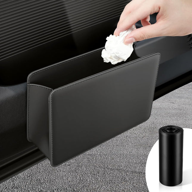 Car Door Trash Can Leather Vehicle Bin Mini Dustbin Garbage Container Can with 30 Pcs V1259-DP01-A-4396