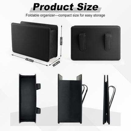 Car Door Trash Can, Leather Vehicle Bin, Mini Dustbin Garbage Container Can with 30 Pcs Bags, Foldable Storage Bag Organizer, Accessories Interior for Women Men, Black -