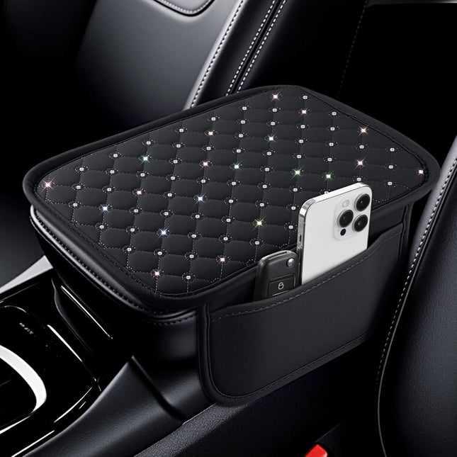 Bling Center Console Arm Rest Cover for Car Middle Armrest Storage Box Cover Interior Car Accessories Women
