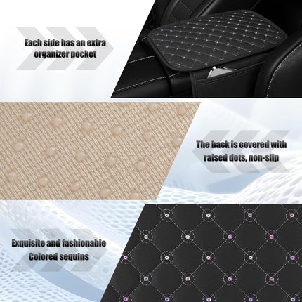 Bling Center Console Arm Rest Cover for Car, Middle Armrest Storage Box Cover, Interior Car Accessories Women and Man Gifts Sets (Black) black -