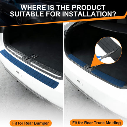 Car Rear Bumper Protector, 41.5inch x3.6inch Car/SUV/Trunk Universal Rubber Anti-Scratch Trunk Exterior Accessories -