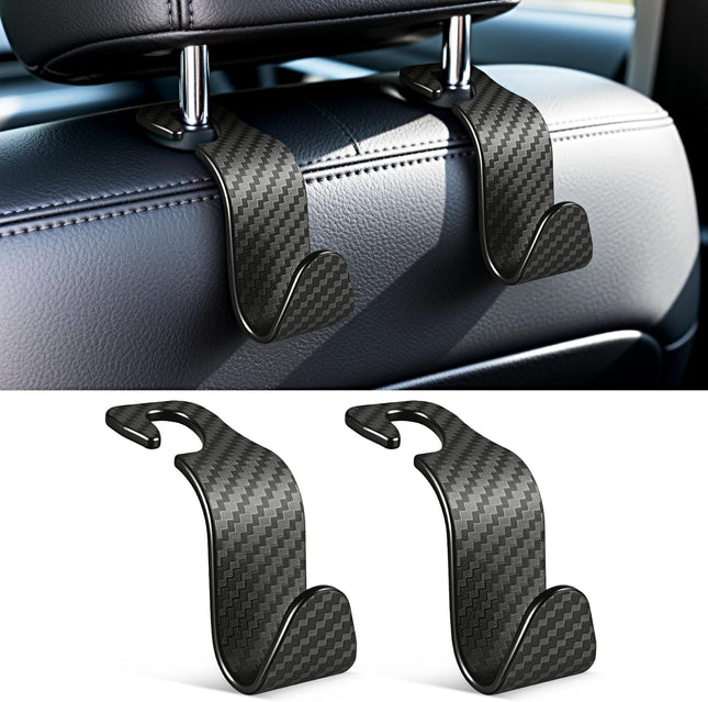Universal 2 Pack Car Seat Headrest Purse Hook Carbon Fiber Back Hook Storage Organizer Hanger for Handbag