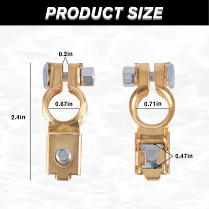 Car Battery Terminal Connector Classification Kit, Pure Copper Negative and Positive Cable Ends with Plastic Cover, Applicable to Automobile, Truck RV Accessories -
