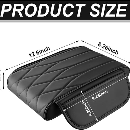 Car Center Console Cover Pad, Universal Leather Waterproof Arm Rest for with 2 Storage Bags, Interior Accessories Most Vehicles, Cars, SUVs, Trucks (Black) black -