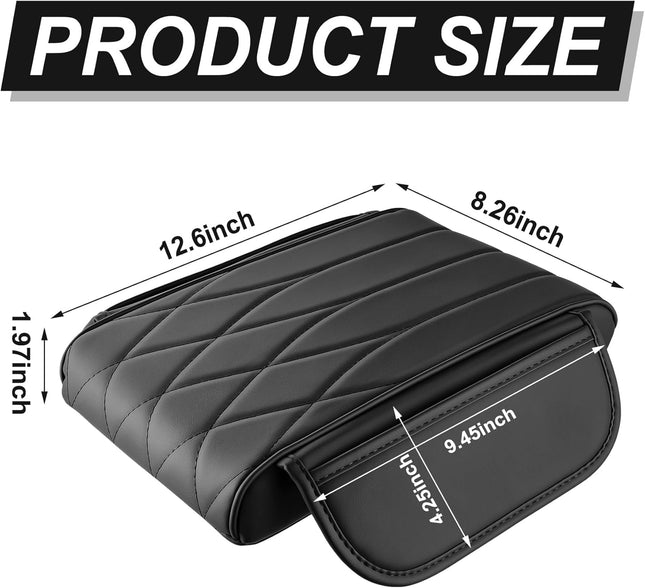 Car Center Console Cover Pad Universal Leather Waterproof Arm Rest for with 2 Storage Bags – product detail