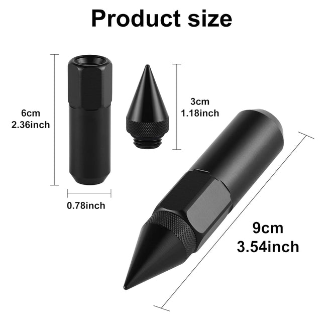 20PCS M12X1.5 Wheel Lug Nuts Cap Spiked Extended Tuner 60mm Aluminum Wheels Rims Nuts (Black) Black – product detail