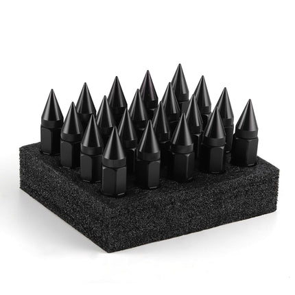 20PCS M12X1.5 Wheel Lug Nuts, Cap Spiked Extended Tuner 60mm Aluminum Wheels Rims Nuts (Black) Black