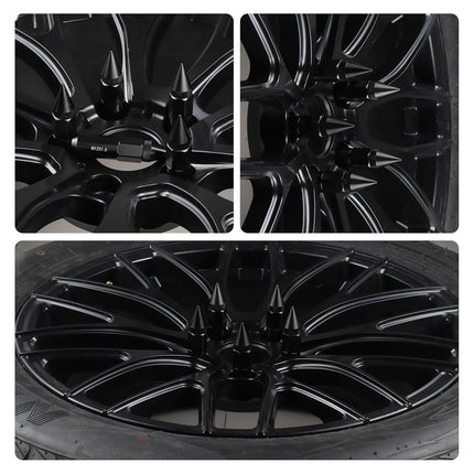 20PCS M12X1.5 Wheel Lug Nuts, Cap Spiked Extended Tuner 60mm Aluminum Wheels Rims Nuts (Black) Black
