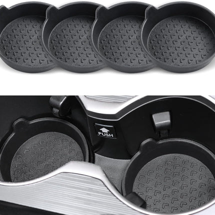 Car Cup Holder, 4-Pack Silicone Coasters, Universal Non-Slip Recessed Interior Accessories (Arrow Black) Arrow Black -