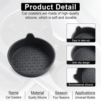 Car Cup Holder, 4-Pack Silicone Coasters, Universal Non-Slip Recessed Interior Accessories (Arrow Black) Arrow Black -