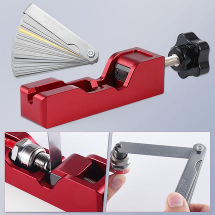 Spark Plug Gap Tool, Universal Gapper with 32 Blade Steel Feeler Gauge, Thread Plugs Compatible for Most 10mm 12mm 14mm 16mm (Red) Red+Feeler Gauge -