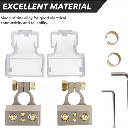 Car Battery Terminal Connector, 0/2/4/6/8 AWG Zinc Alloy Truck Audio Protector, Quick Disconnect and Release Cable End, External Accessories -