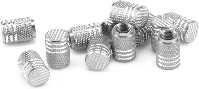 American Flag Valve Stem Cap 12PCS Aluminum Alloy Rubber Sealed Tire Universal for Cars Trucks