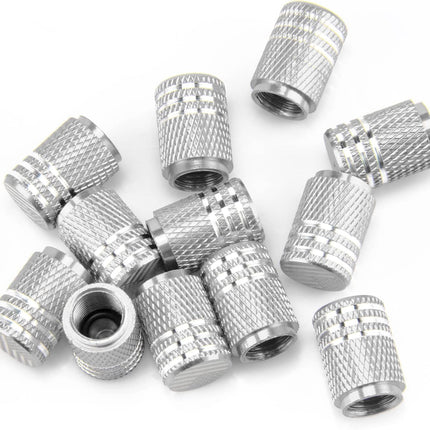 American Flag Valve Stem Cap, 12PCS Aluminum Alloy Rubber Sealed Tire Universal for Cars, Trucks, SUVs and Motorcycles, Car Exterior Accessories (Silver) Silver -