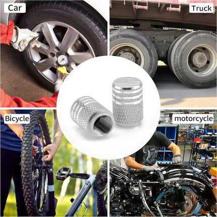 American Flag Valve Stem Cap, 12PCS Aluminum Alloy Rubber Sealed Tire Universal for Cars, Trucks, SUVs and Motorcycles, Car Exterior Accessories (Silver) Silver -