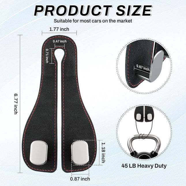 2PCS Car Purse Holder Hook Seat Back Storage Leather-Wrapped Alloy Double Headrest Hook for Purses – product detail