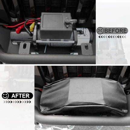 Heavy Duty 600D Waterproof Winch Cover - UV Resistant, Dust-Proof Protective for 8500-17500 lbs Electric Winches (22"x9.8"x7.5"), Car Exterior Accessories
