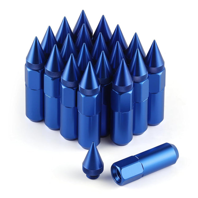 20PCS M14X1.5 Wheel Lug Nuts Cap Spiked Extended Tuner 60mm Aluminum Wheels Rims Nuts (Blue) blue M14x1.5