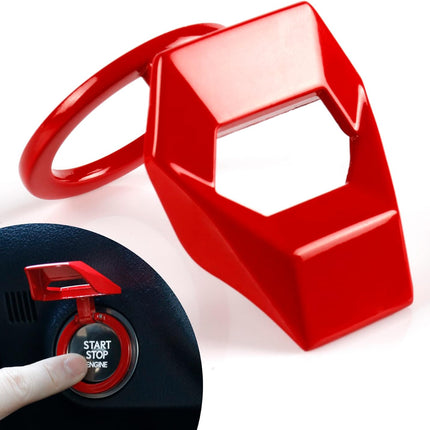 Universal Engine Start Stop Button Cover, Car Power Control Zinc Alloy Trim, One Cover Interior Accessories（Red） Red -