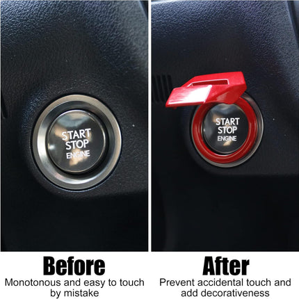 Universal Engine Start Stop Button Cover, Car Power Control Zinc Alloy Trim, One Cover Interior Accessories（Red） Red -