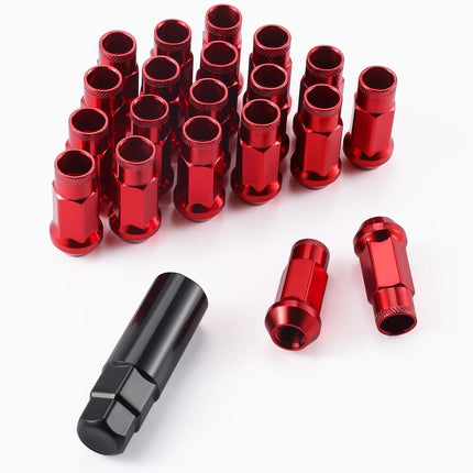 20PCS M12x1.5 Wheel Lug Nuts, Open End Nuts 40mm, Forged Locknut Racing Aluminum Wheels Rims (Red) Red M12X1.5