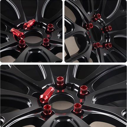 20PCS M12x1.5 Wheel Lug Nuts, Open End Nuts 40mm, Forged Locknut Racing Aluminum Wheels Rims (Red) Red M12X1.5