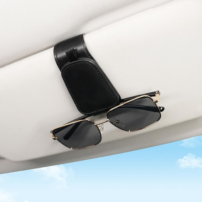 2 Pack Sunglass Holder for Car Visor Sunglasses Clip Universal Non-Slip Magnetic Leather – product detail