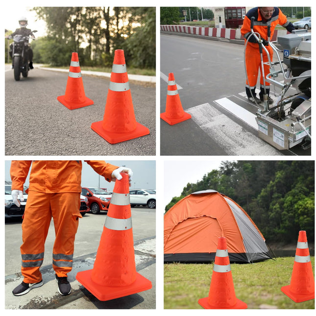 18 inch Traffic Cones 2PCS Collapsible Orange Cones for Parking Parking with Reflective Collars Training – product detail