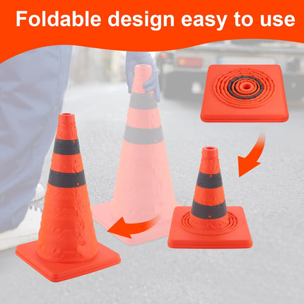 18 inch Traffic Cones, 2PCS Collapsible Orange Cones for Parking, Parking with Reflective Collars, Training Driveway, Car Interior Accessories -